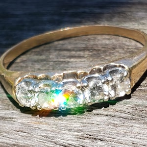 Gorgeous Five Stone Diamond Band / Vintage Diamond Anniversary Band / Diamond Stacking Band