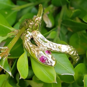 Snake Ring / Serpent Ring / Synthetic Ruby Snake Ring / Serpent Ring