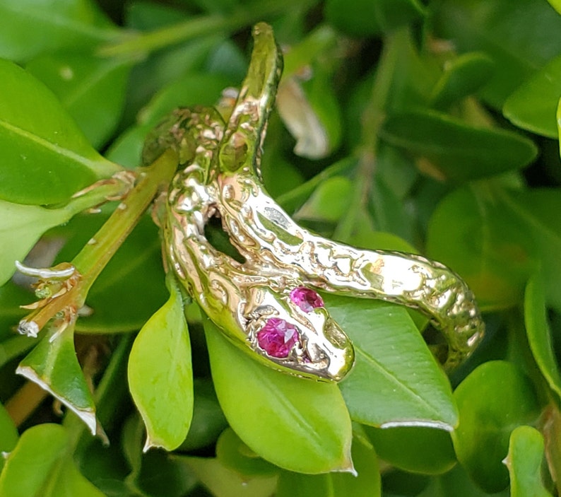 Snake Ring / Serpent Ring / Synthetic Ruby Snake Ring / Serpent Ring image 1