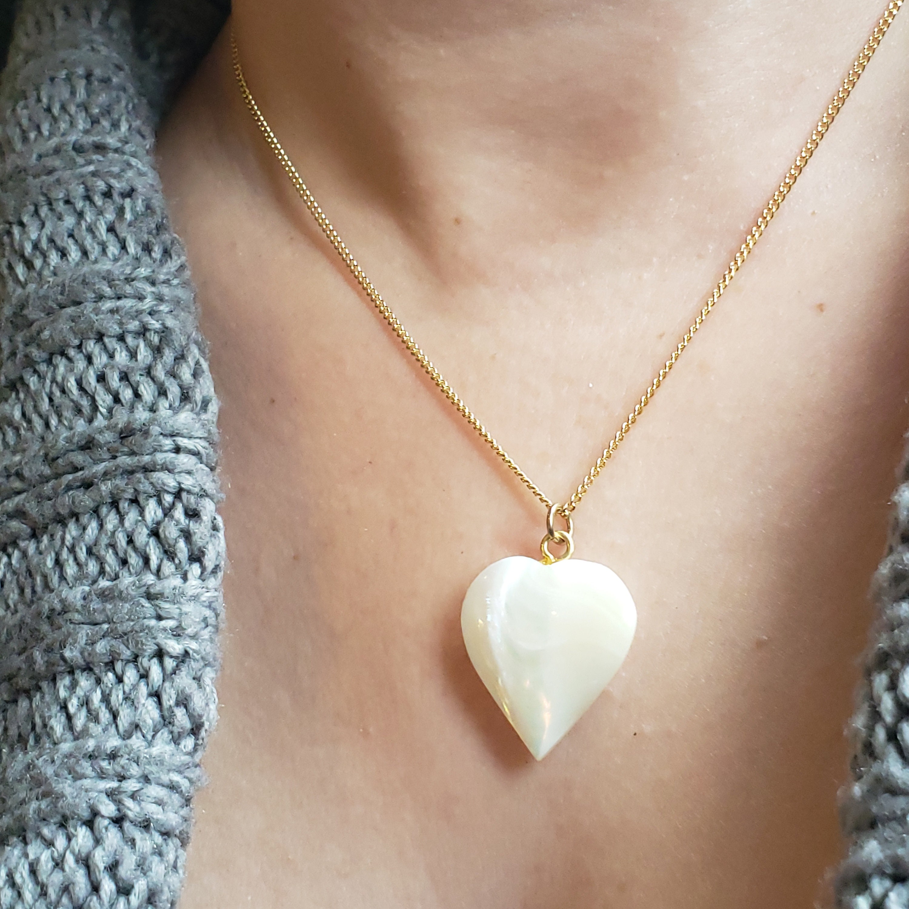 TATIANA☆[Silver925] Mother-of-pearl Heart Pendant Necklace Designer fashion, Seoul-fully created | W Concept