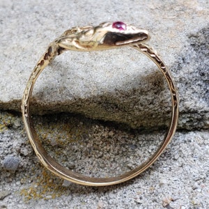 Snake Ring / Serpent Ring / Synthetic Ruby Snake Ring / Serpent Ring image 7