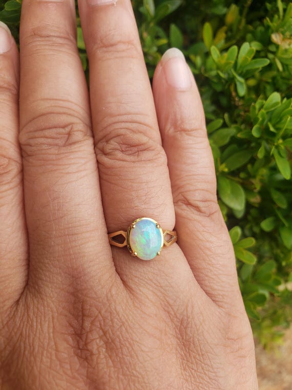 Opal Ring / October Birthstone / Solid Natural Op… - image 4