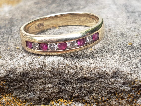 Ruby and Diamond Ring / Channel Set Ruby and Diam… - image 10