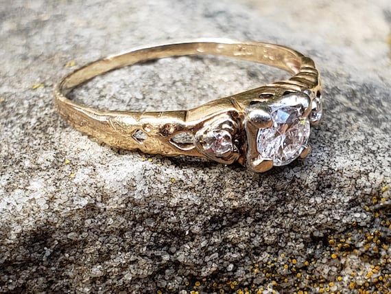 Two Tone Engagement Ring / Transitional Cut Diamo… - image 14