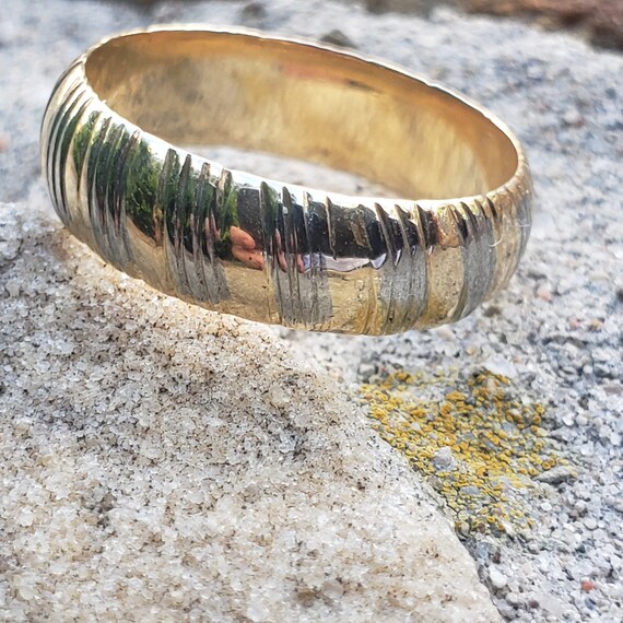 Gold Patterned Band / Two Tone Patterned Wedding … - image 8