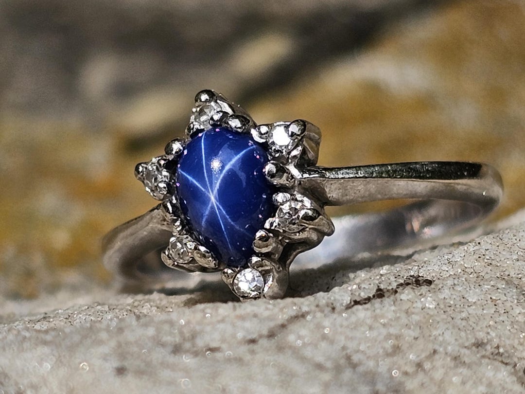 Vintage Lindy Star Sapphire Ring 1950s Vintage Blue Star