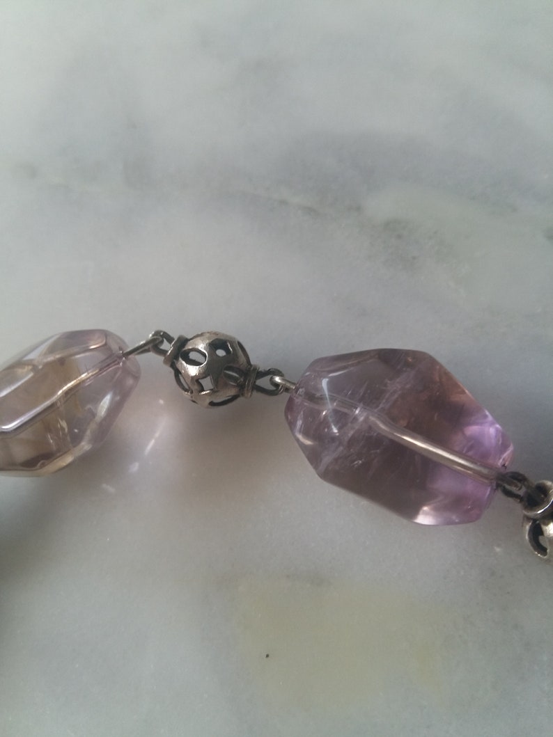 Set of 2 Amethyst Ametrine Bracelets with Sterling Silver Spacers and Toggle Clasp