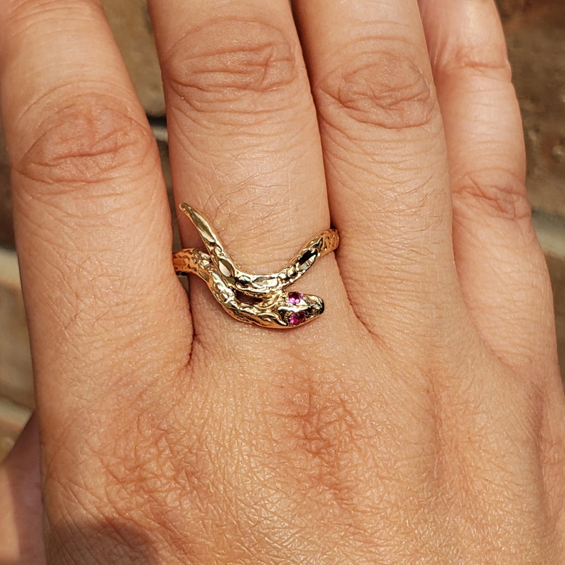 Snake Ring / Serpent Ring / Synthetic Ruby Snake Ring / Serpent Ring image 2