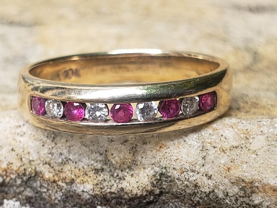 Ruby and Diamond Ring / Channel Set Ruby and Diam… - image 3