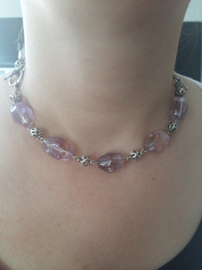 Set of 2 Amethyst Ametrine Bracelets with Sterling Silver Spacers and Toggle Clasp