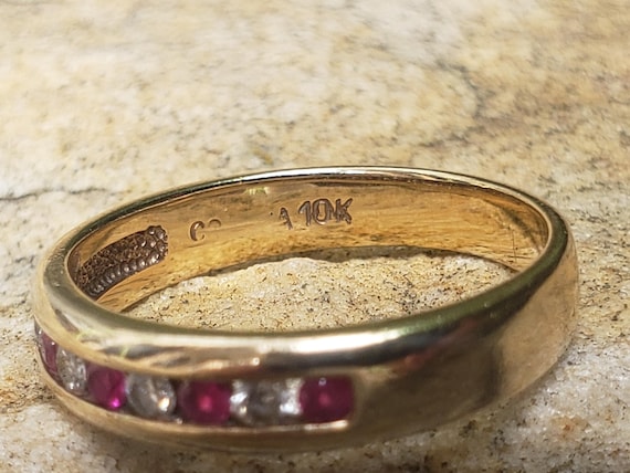 Ruby and Diamond Ring / Channel Set Ruby and Diam… - image 4