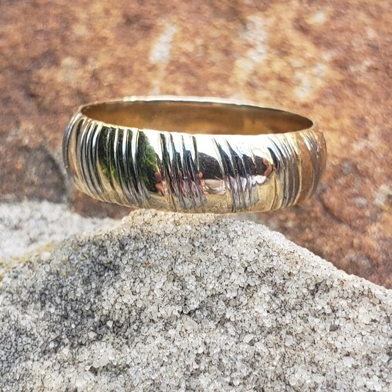 Gold Patterned Band / Two Tone Patterned Wedding … - image 7