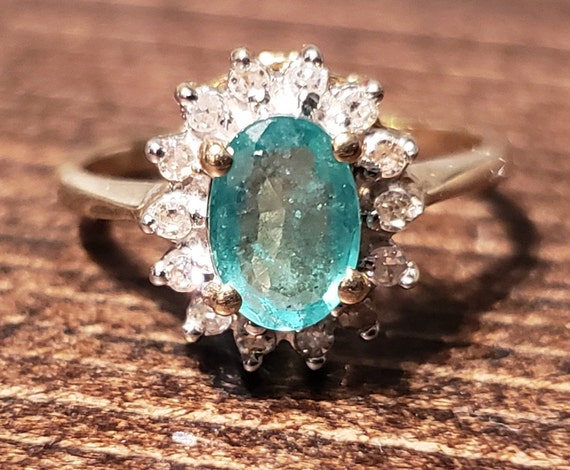 Oval Emerald Engagement Ring / Natural Emerald Rin