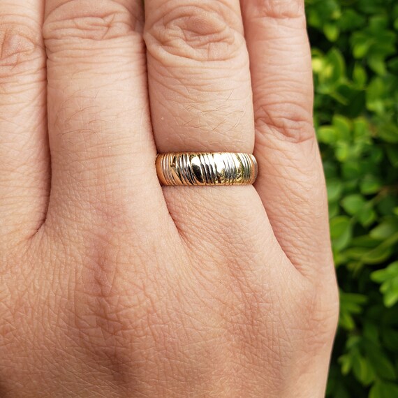 Gold Patterned Band / Two Tone Patterned Wedding … - image 10