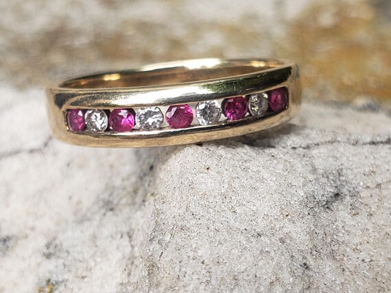 Ruby and Diamond Ring / Channel Set Ruby and Diam… - image 8