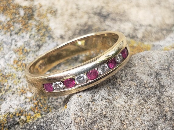 Ruby and Diamond Ring / Channel Set Ruby and Diam… - image 7