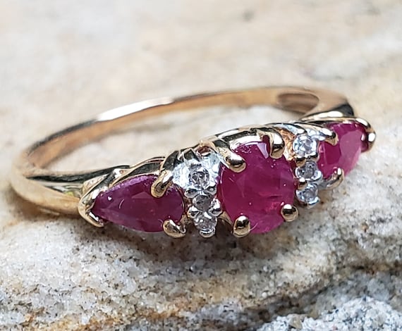 Ruby Ring / Ruby Three Stone Past Present and Fut… - image 1