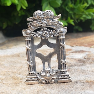 Sterling Silver Miniature Picture Frame / Rococo Style Romantic Photo Frame