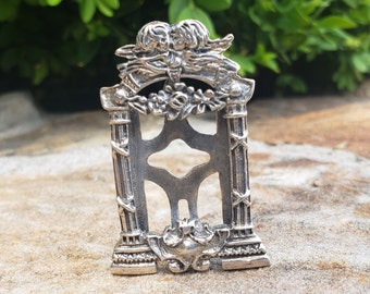 Marco de fotos en miniatura de plata de ley / Marco de fotos romántico estilo rococó