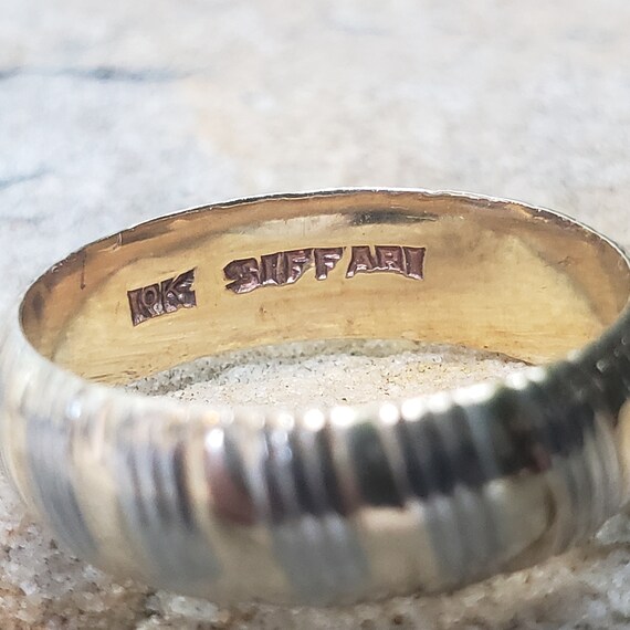 Gold Patterned Band / Two Tone Patterned Wedding … - image 2