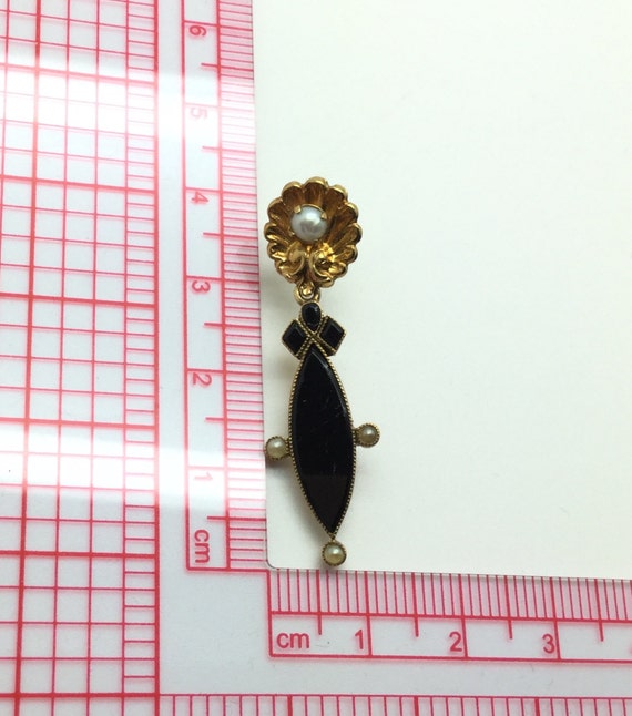 Victorian Pearl and Onyx Day / Night Earrings - image 7