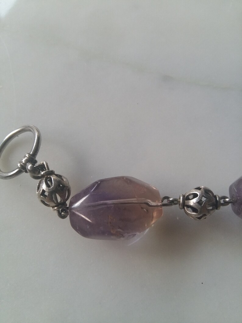 Set of 2 Amethyst Ametrine Bracelets with Sterling Silver Spacers and Toggle Clasp