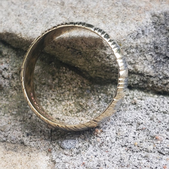 Gold Patterned Band / Two Tone Patterned Wedding … - image 4