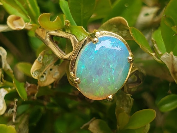Opal Ring / October Birthstone / Solid Natural Op… - image 2