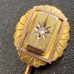 Antique Diamond Stick Pin / Gold Filled Diamond Gentleman&#39;s Diamond Stick Pin