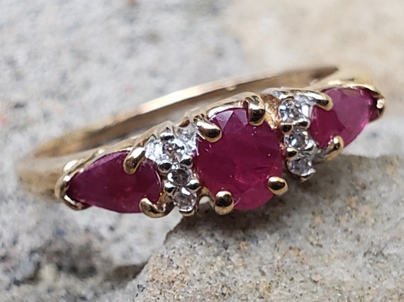 Ruby Ring / Ruby Three Stone Past Present and Fut… - image 2