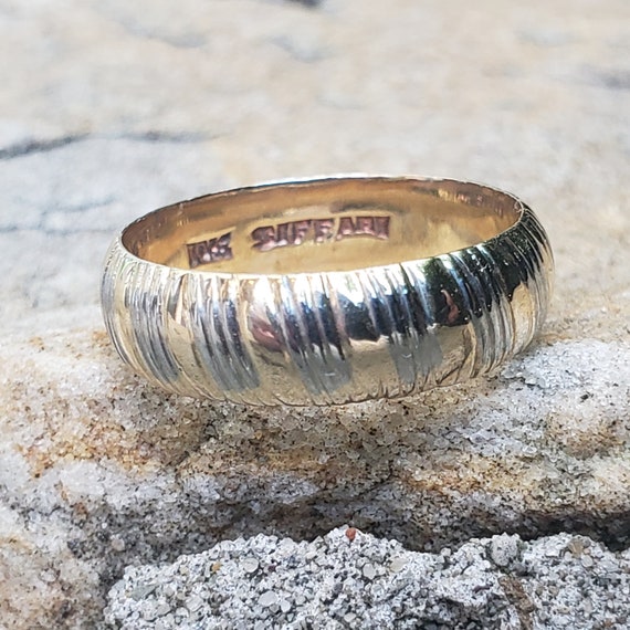 Gold Patterned Band / Two Tone Patterned Wedding … - image 3