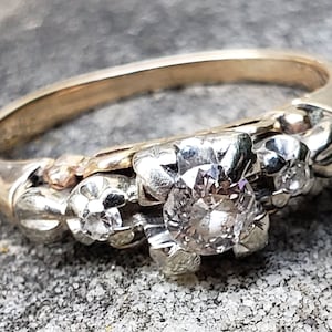 Vintage Diamond Engagement Ring / Diamond Three-Stone Engagement Ring / Engagement Ring