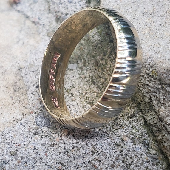 Gold Patterned Band / Two Tone Patterned Wedding … - image 5