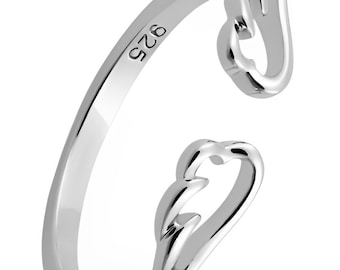 Angel Wing Ring 925 sterlingzilveren Angel Wings-ring, statement verlovingsring, gotische vleugelring, pinkring voor vrouwen
