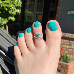 Turquoise Toe Ring: Sterling Silver Adjustable Spiral Midi Ring