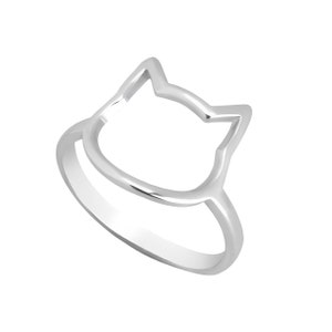 925 Sterling Silver Cat Ring, Dainty Cat Ears Ring, Pet Jewelry for Cat Lovers, Cute Gift for Kids, Pet Memorial Gift, Genuine Cat Head Ring