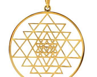 Sri Yantra Necklace-Mother's Day Gift - Yoga Jewelry - Sri Yantra Necklace - Metaphysical Jewelry - Spiritual Charm-Geometry Necklace