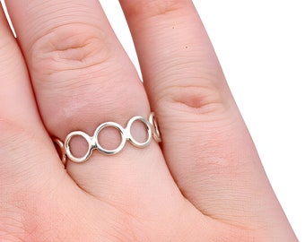 Zilveren Bubble duimring, open cirkel zilveren ring, sterling zilveren ringen, duimring voor vrouwen gedurfde zilveren ringen trendy ringen 2024 voor vrouwen