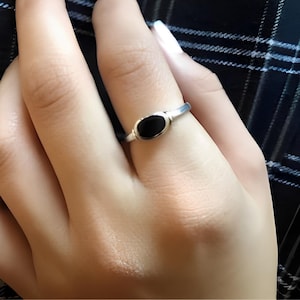 Handmade Black Onyx Ring: Oval Sterling Silver Statement Jewelry