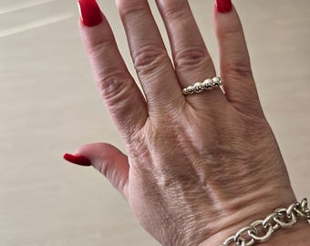 Silver Ball Ring – Bubbles Sphere Ring, Chunky Beaded Statement Jewelry, Modern Aesthetic Stackable Ring, Gift for Her 925 Silver Ring
