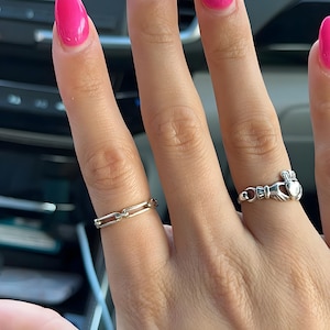 Chain Link Ring Silver 925 Sterling Silver Link Chain Ring for Men & Women | Chunky Chain Ring | Dainty Chain Jewelry | Rings Gift