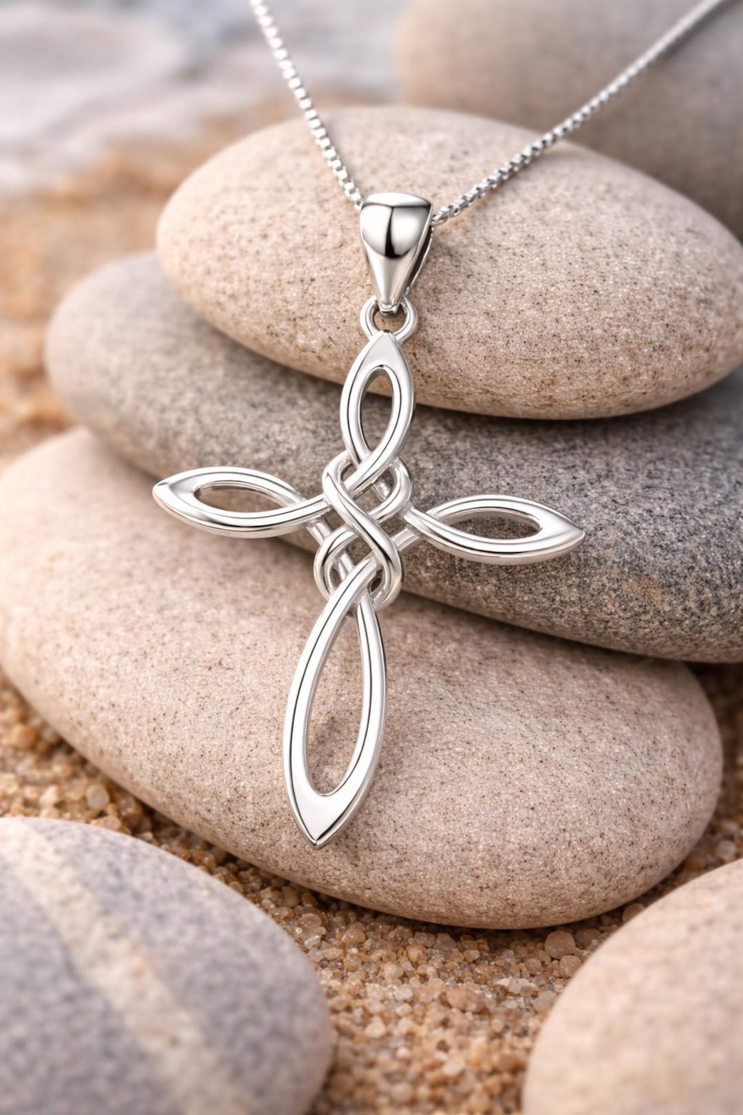 Celtic Knot Cross Necklace Sterling Silver 925, Infinity Cross Pendant ...