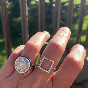 Open Square Ring in Sterling Silver, geometric ring, dainty minimalist square ring, everyday jewelry, Stackable Ring Simple 925 Silver Ring