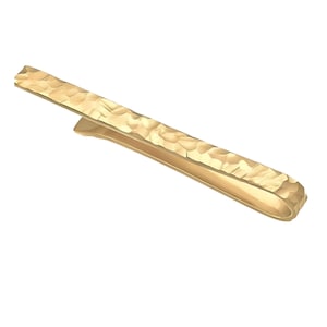Gold Plated Tie Bar Silver Tie Clip Hammered Texture Sterling Silver Tie Bar for Regular and Skinny Ties Stylish Tie Clip Gift for Men&#39;s