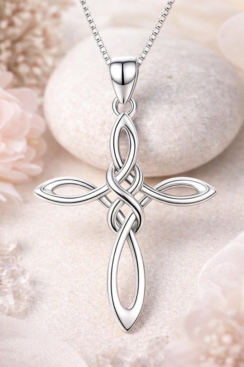 Celtic Knot Cross Necklace Sterling Silver 925, Infinity Cross Pendant ...