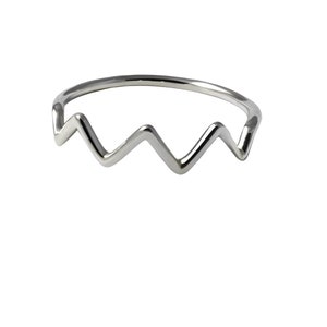 Zigzag Ring, Ripple Ring, 925 Sterling Silver Simple Statement Ring, Flat Wavy Ring, Layering Ring Gift For Christmas, minimalist wave ring