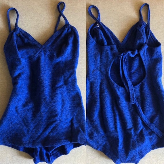 1930's Blue Wool Bathing Suit