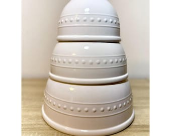 Totally Today White Embossed Nesting Bowls Minimalist French Country Cottagecore