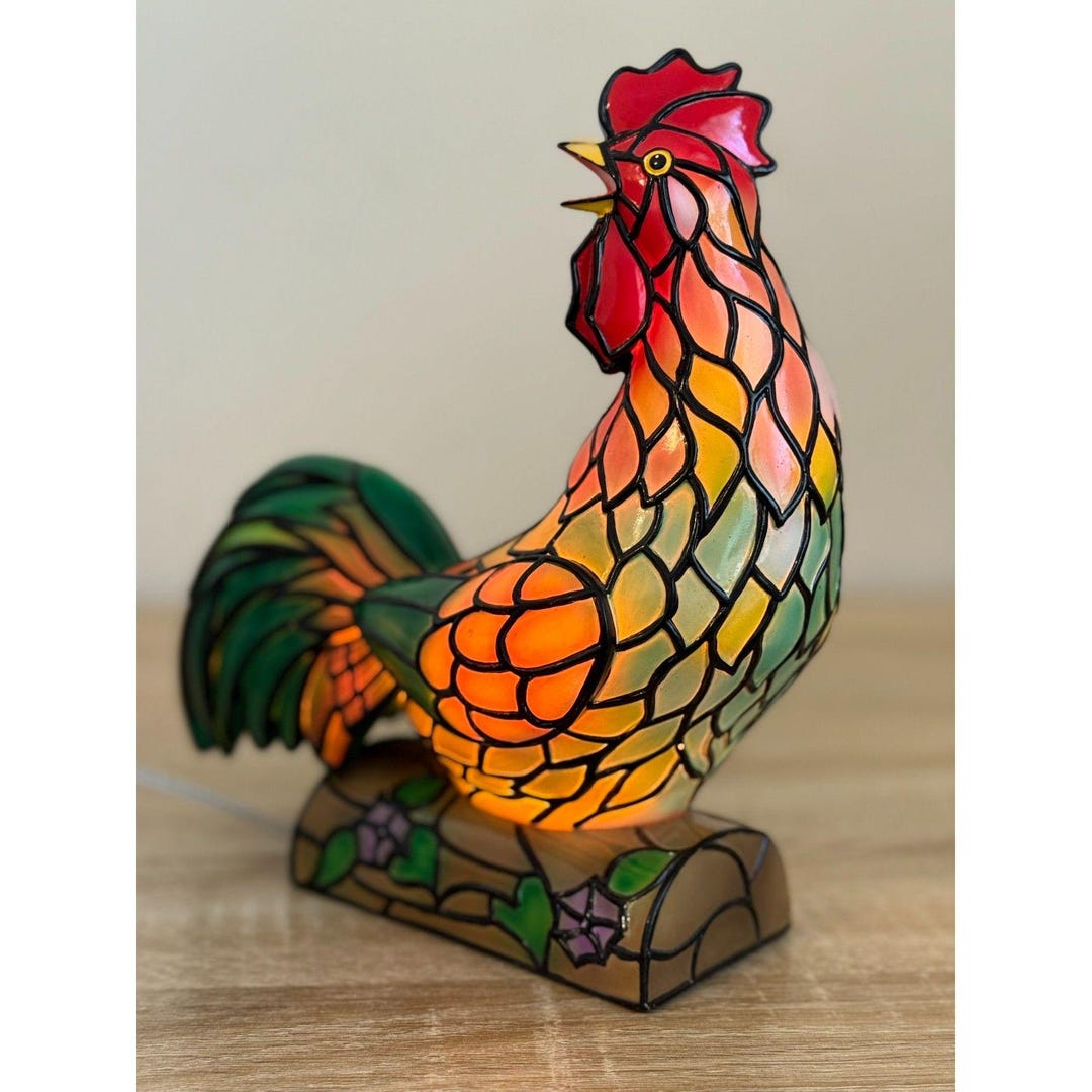 Stained Glass Rooster Lampnull