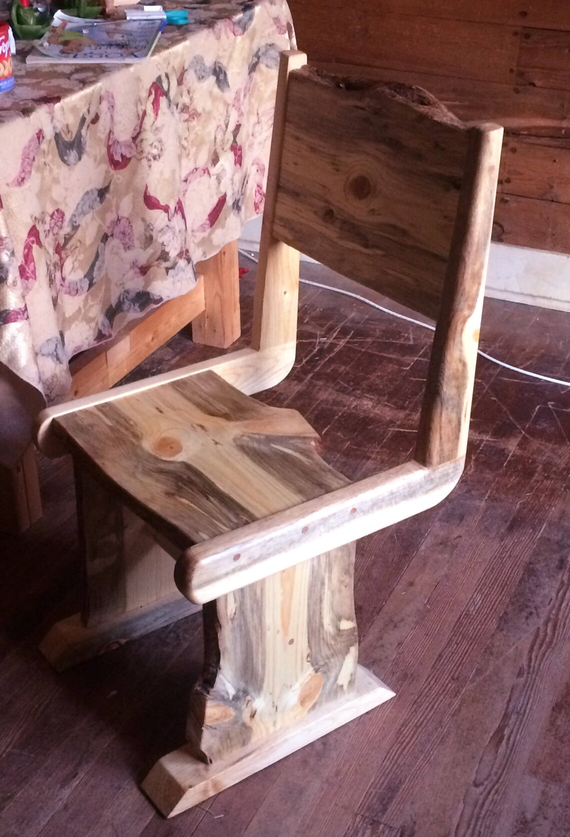 Pine Chair Live edge rustic handmade beetle kill stool Etsy